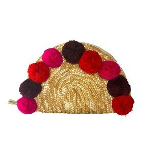 Shiraleah Straw Pom Semi Circle Clutch